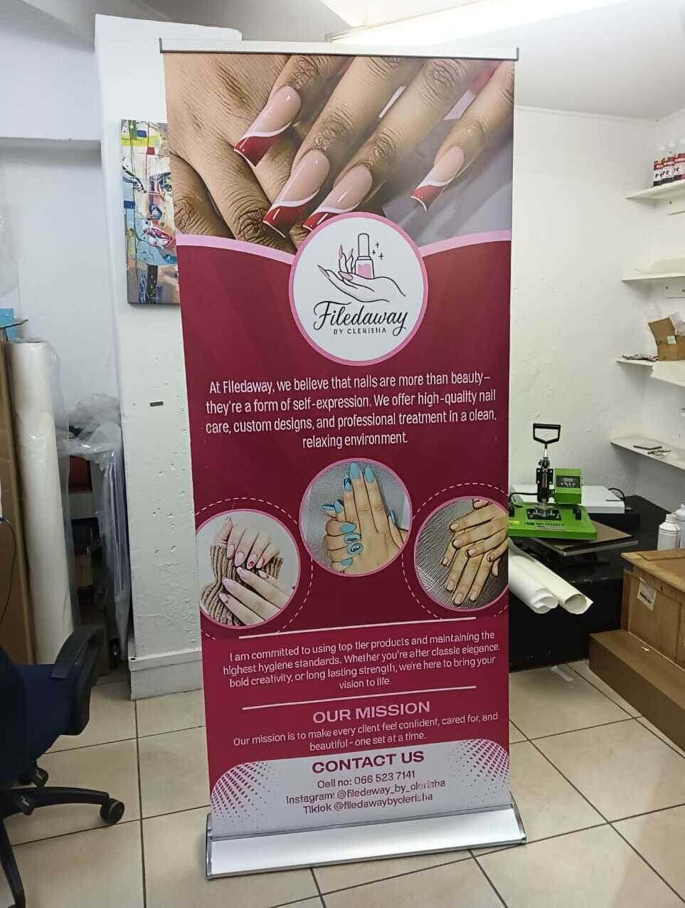 a roll-up banner printout